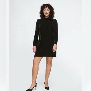 GAP Black Velvet Mini Dress Mock Neck XS Holiday Party Cocktail Chic Mobwife